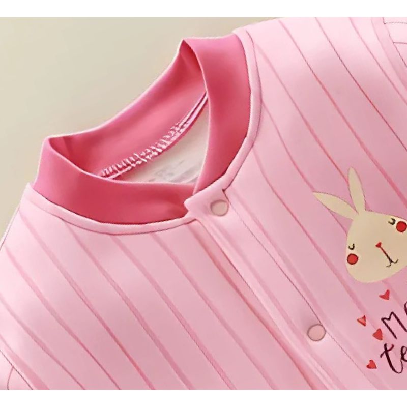 Ju Ju Jam Pink Bunny Baby Girls Fleece Co-ord Set, crafted with soft fleece and an adorable bunny theme.