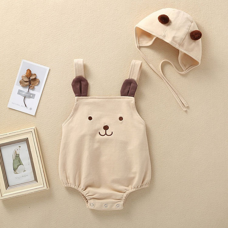 Sleeveless Teddy Bear Baby Boys Girls Romper with Hat