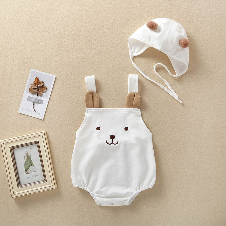 Sleeveless Teddy Bear Baby Boys Girls Romper with Hat