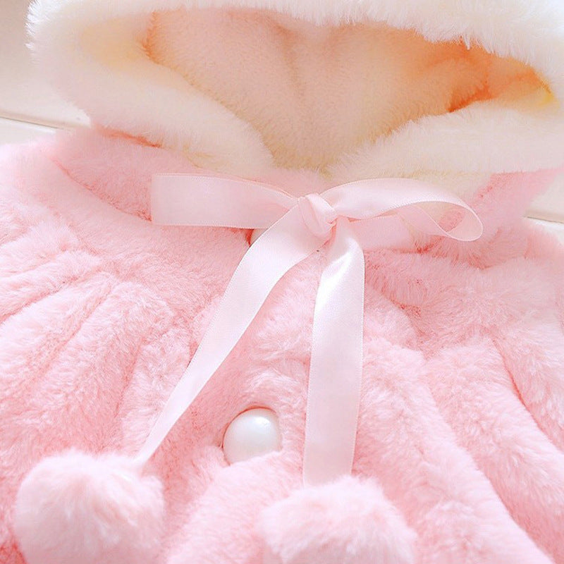 Ju Ju Jam Toddler Pink Rabbit Hooded Coat - Stay snug and chic with this delightful hooded coat in a charming pink hue with rabbit detailing