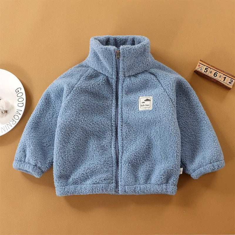 Blue Champ Girls and Boys Fleece Jacket by Ju Ju Jam β stylish and cozy jacket for kids, perfect for cooler days.