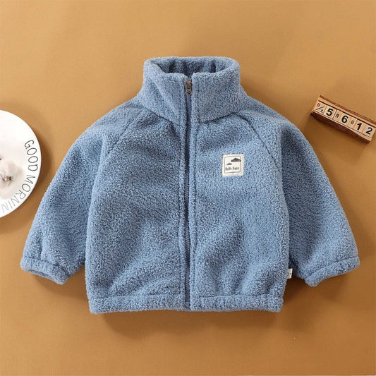 Blue Champ Girls and Boys Fleece Jacket by Ju Ju Jam β stylish and cozy jacket for kids, perfect for cooler days.