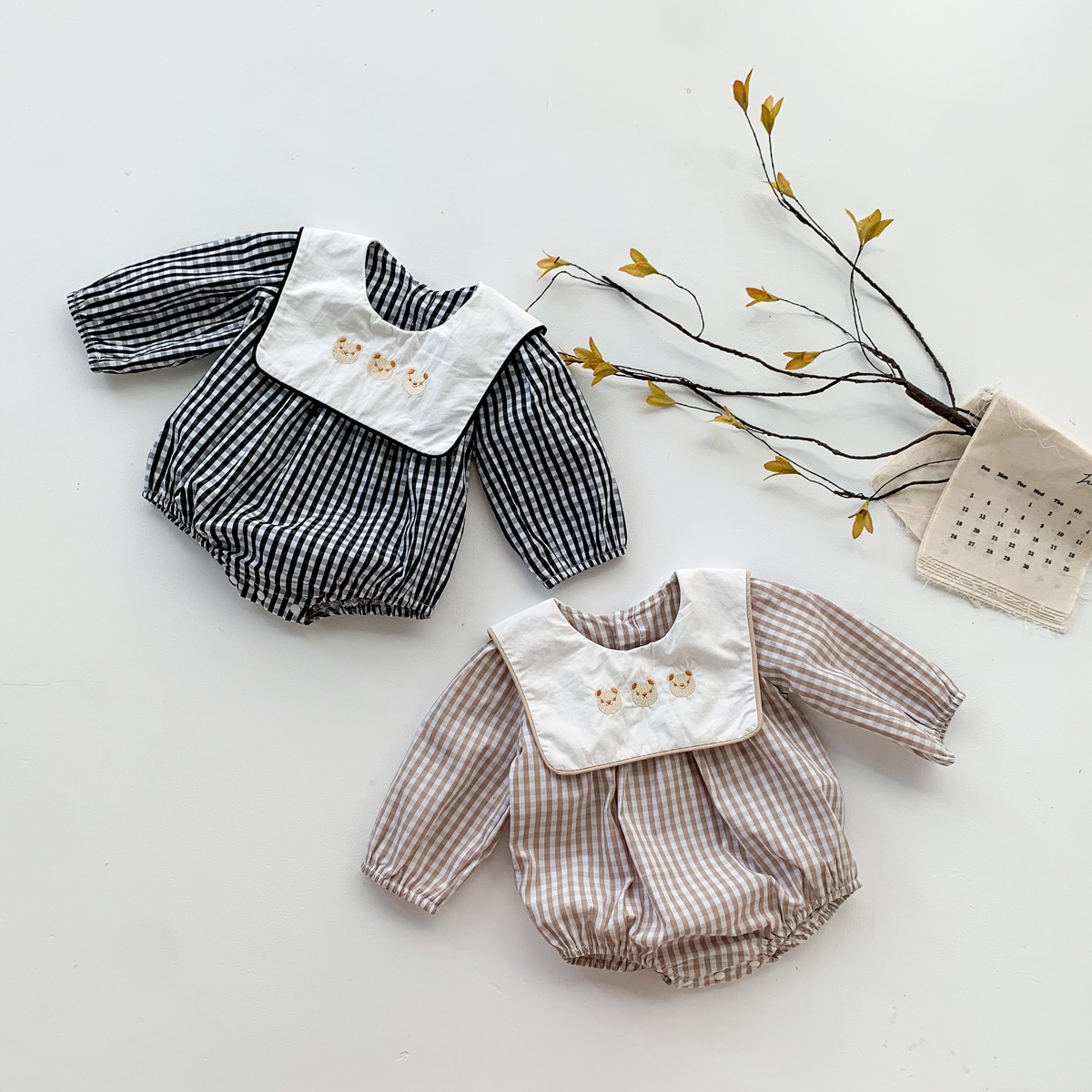 Ju Ju Jam Vintage Plaid Baby Romper β Front View