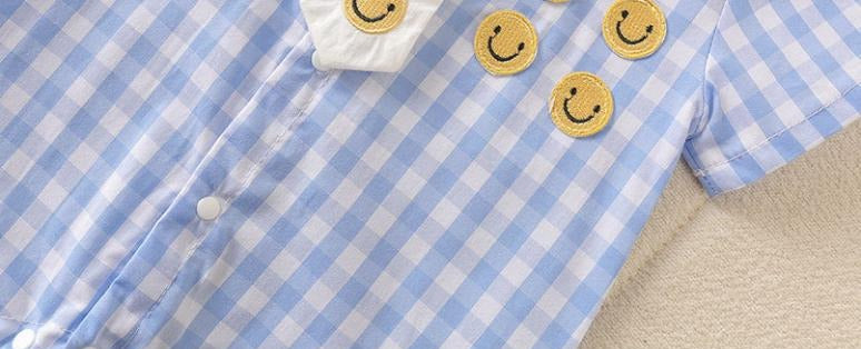 Ju Ju Jam romper – stylish tie and checkered design for baby boys
