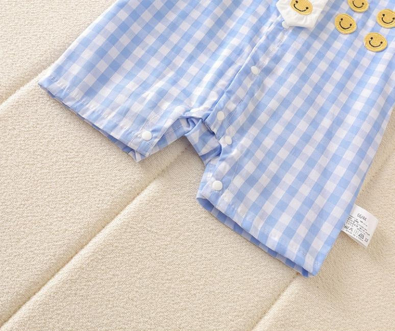 Smart checked romper with tie for baby boys – Ju Ju Jam kidswear
