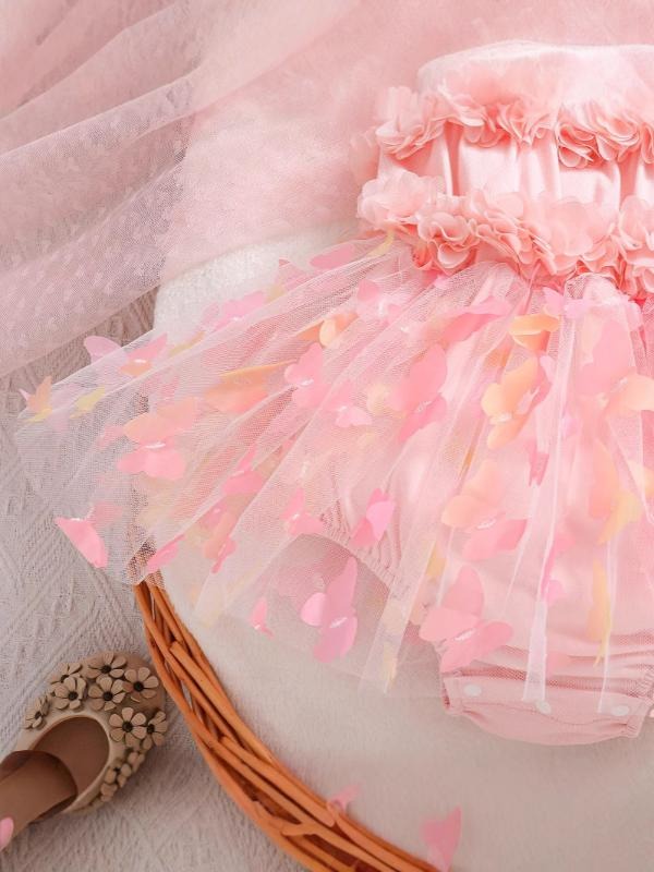 Soft and Stylish Butterfly Frill Baby Girls Romper Dress from Ju Ju Jam – Pink romper dress with playful butterfly frills, made for newborn and toddler girls, ideal for everyday comfort and festive occasions.