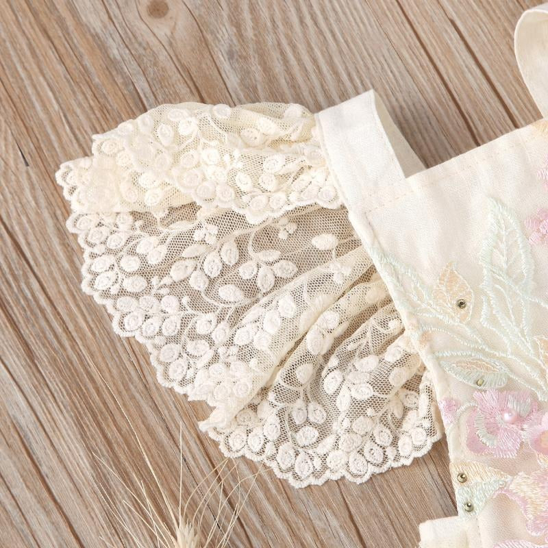 Enchanted Embroidered Lace Baby Girls Romper