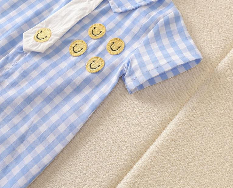 Ju Ju Jam classy checked romper with tie for infant baby boys