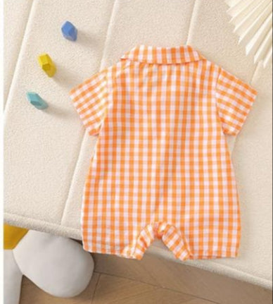 Ju Ju Jam baby boys romper with tie and classic check pattern