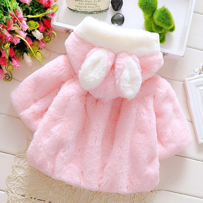 Ju Ju Jam Baby Pink Rabbit Hooded Coat - Cute and practical coat featuring a hood and playful rabbit design for your little one