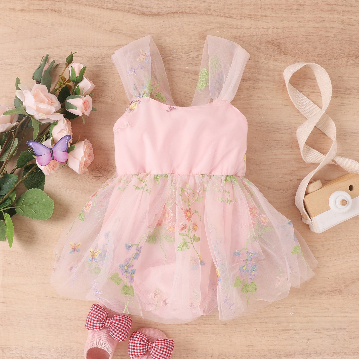 Ju Ju Jam Baby and Kids Apparel - Flower Embroidered Romper Dress for Fashionable Kids