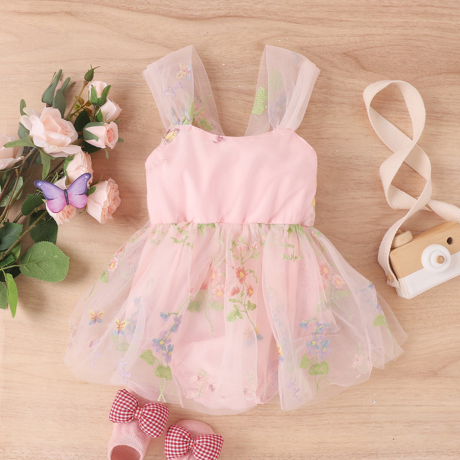 Ju Ju Jam Baby and Kids Apparel - Flower Embroidered Romper Dress for Fashionable Kids