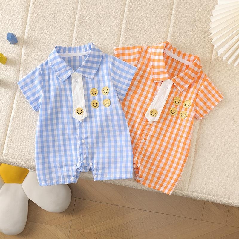 Ju Ju Jam Tie & Checks Baby Boys Romper – stylish formal baby outfit