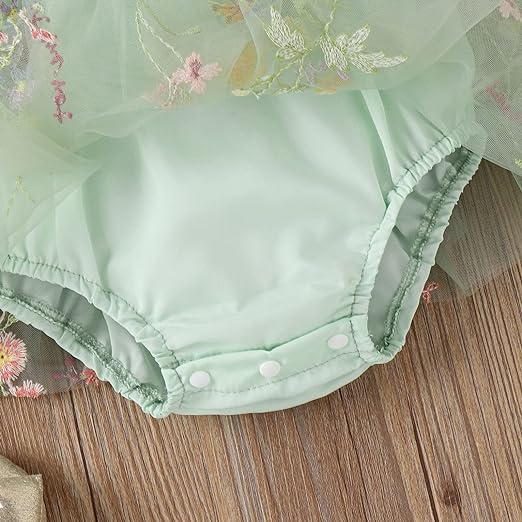 Ju Ju Jam Kids Fashion - Flower Embroidered Romper Dress for Stylish Looks