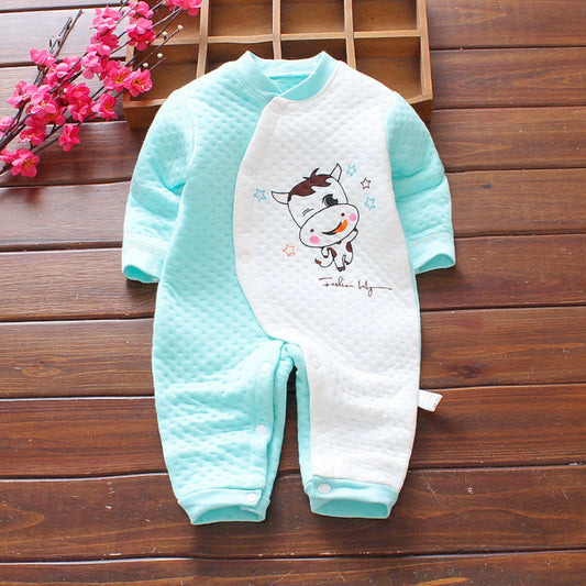 Moo Moo Patterned Baby Boys Girls Romper by Ju Ju Jam β Adorable unisex romper featuring a fun cow print, perfect for baby boys and girls.