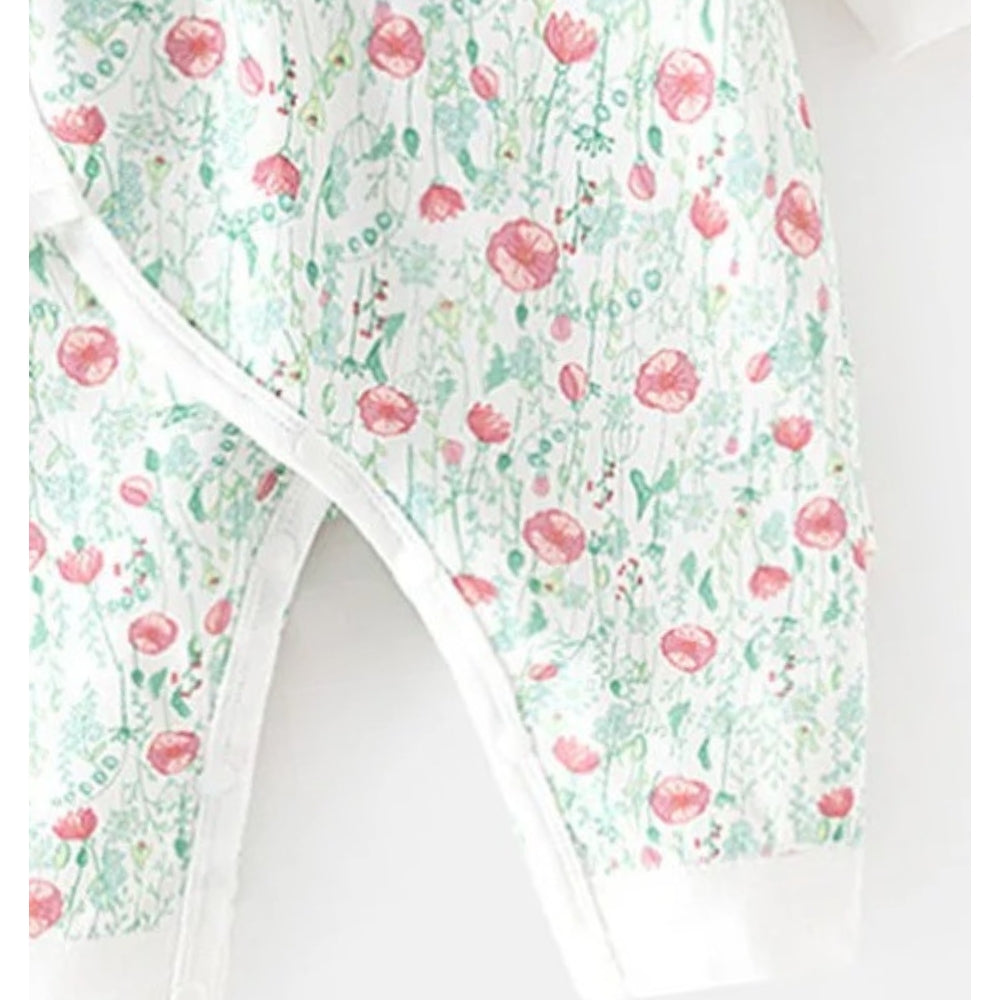 Floral baby romper for girls β Aisha outfit by Ju Ju Jam, made for comfort and cuteness.