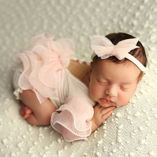 Aria Lace Photoshoot Baby Romper Set with matching headband β Ju Ju Jam