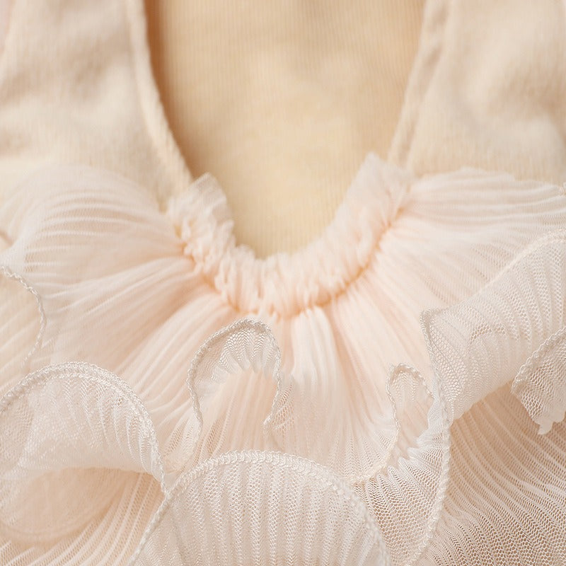 Delicate lace baby romper with puff sleeves and bow headband β Ju Ju Jam Aria set