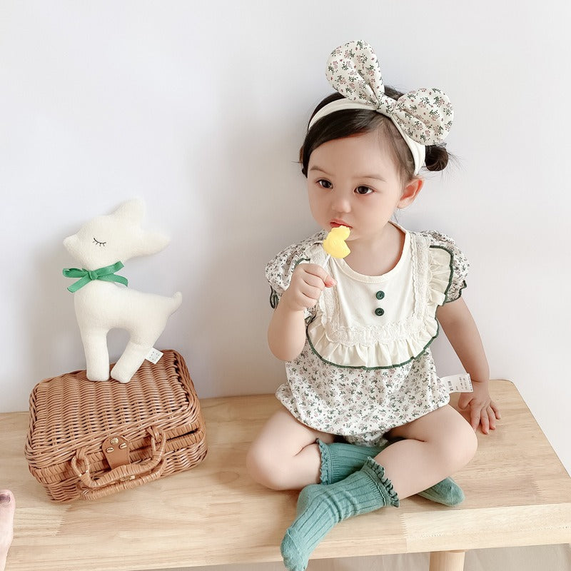 Pastel baby girls romper and hairband combo – lightweight and adorable Ju Ju Jam outfit