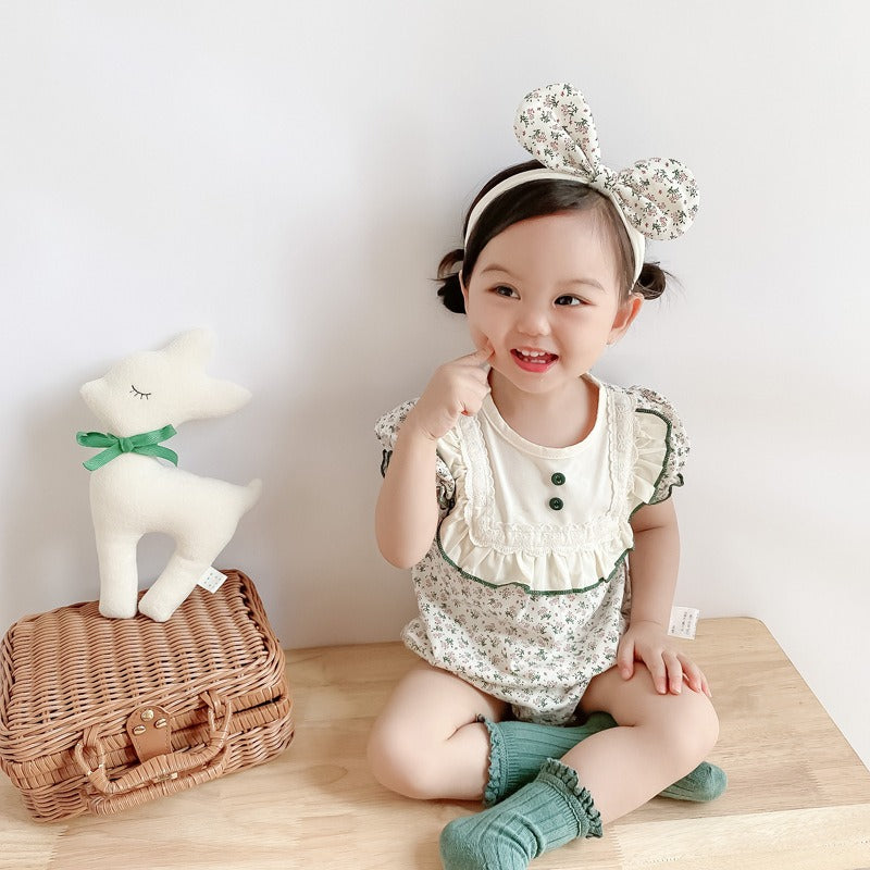 Cute baby girl romper with bow hairband – cozy and stylish set from Ju Ju Jam