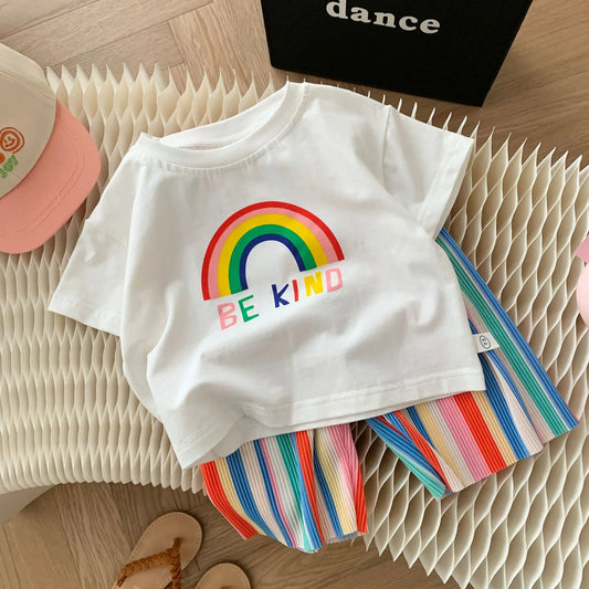 Be Kind Rainbow Girls Vibrant Set by Ju Ju Jam β colorful and cheerful outfit for baby girls