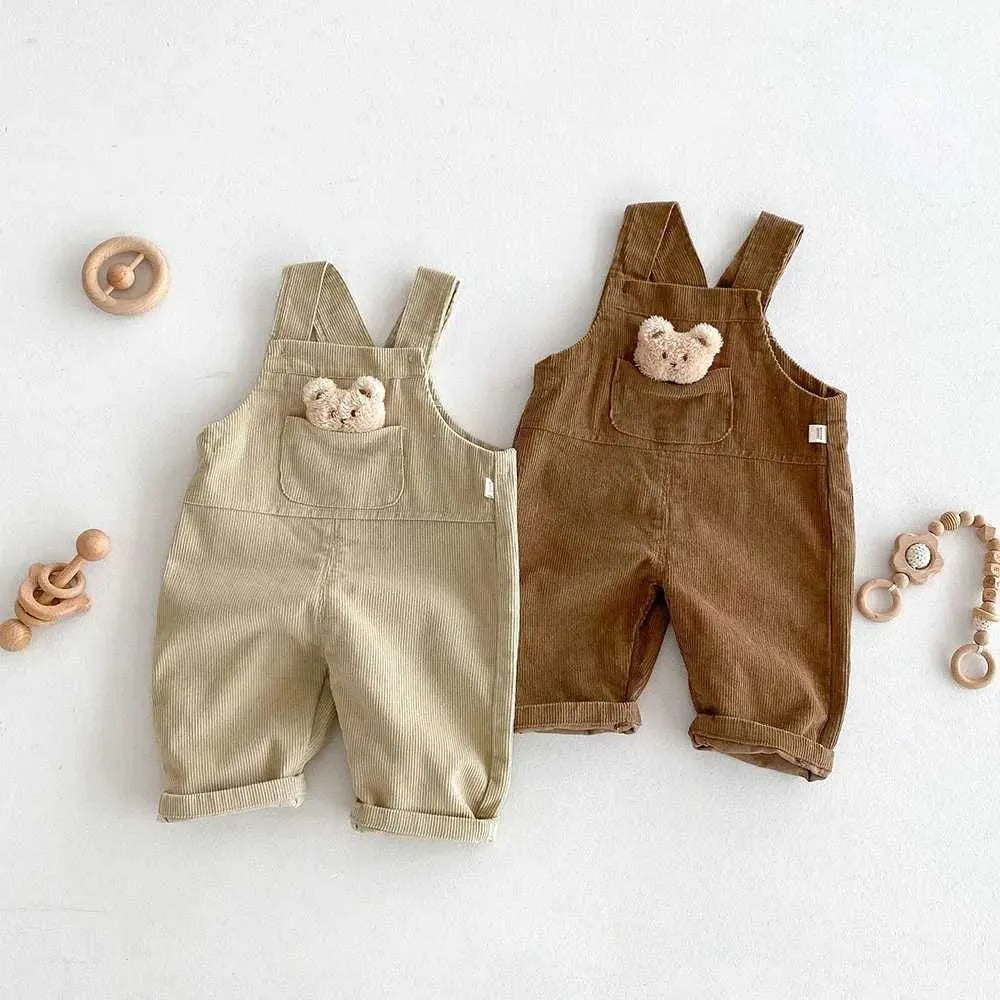 Unisex bear corduroy jumpsuit for babies β cozy and cute baby outfit from Ju Ju Jam