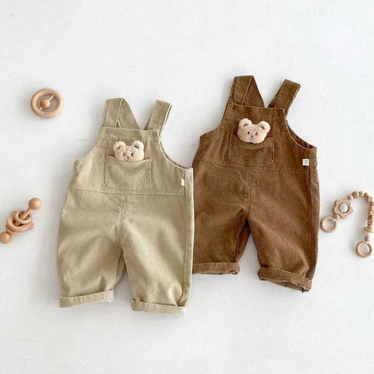 Unisex bear corduroy jumpsuit for babies β cozy and cute baby outfit from Ju Ju Jam