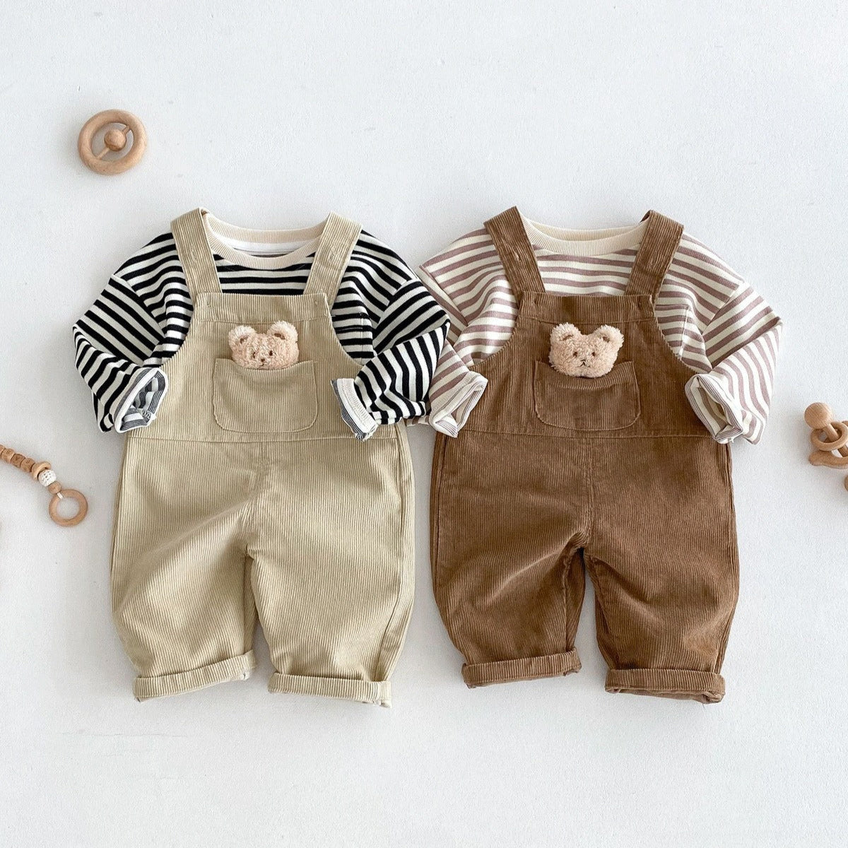Bear-themed corduroy romper for babies β Ju Ju Jam unisex baby fashion