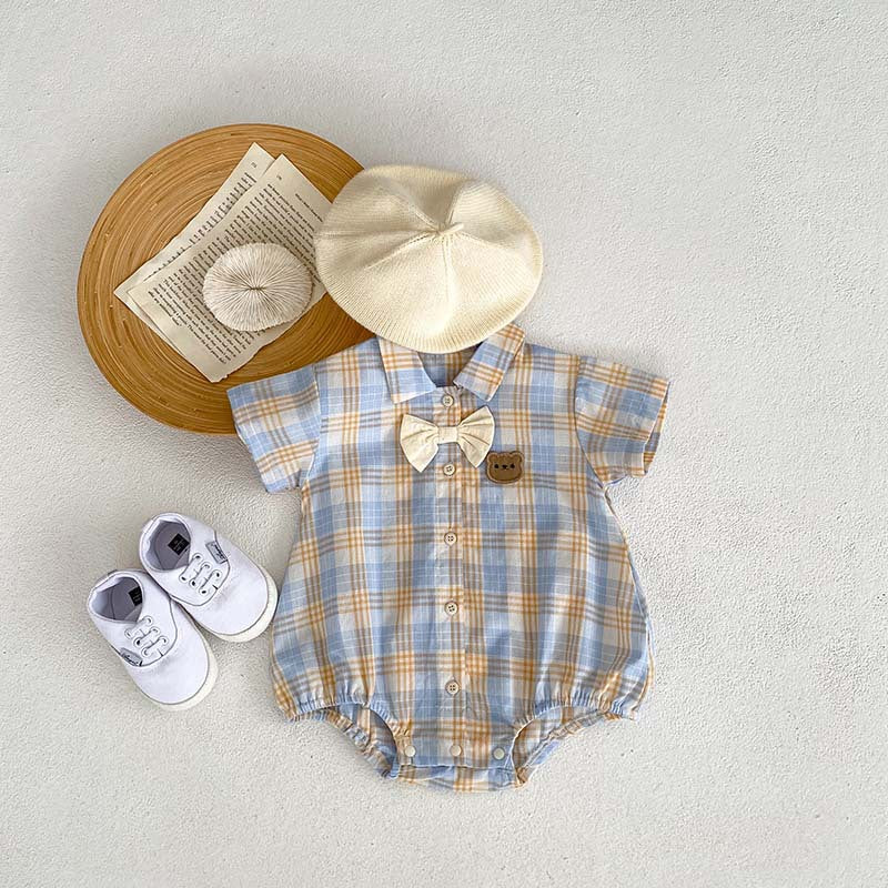 Adorable Bear Plaid Rompers by Ju Ju Jam for Girls and Boys