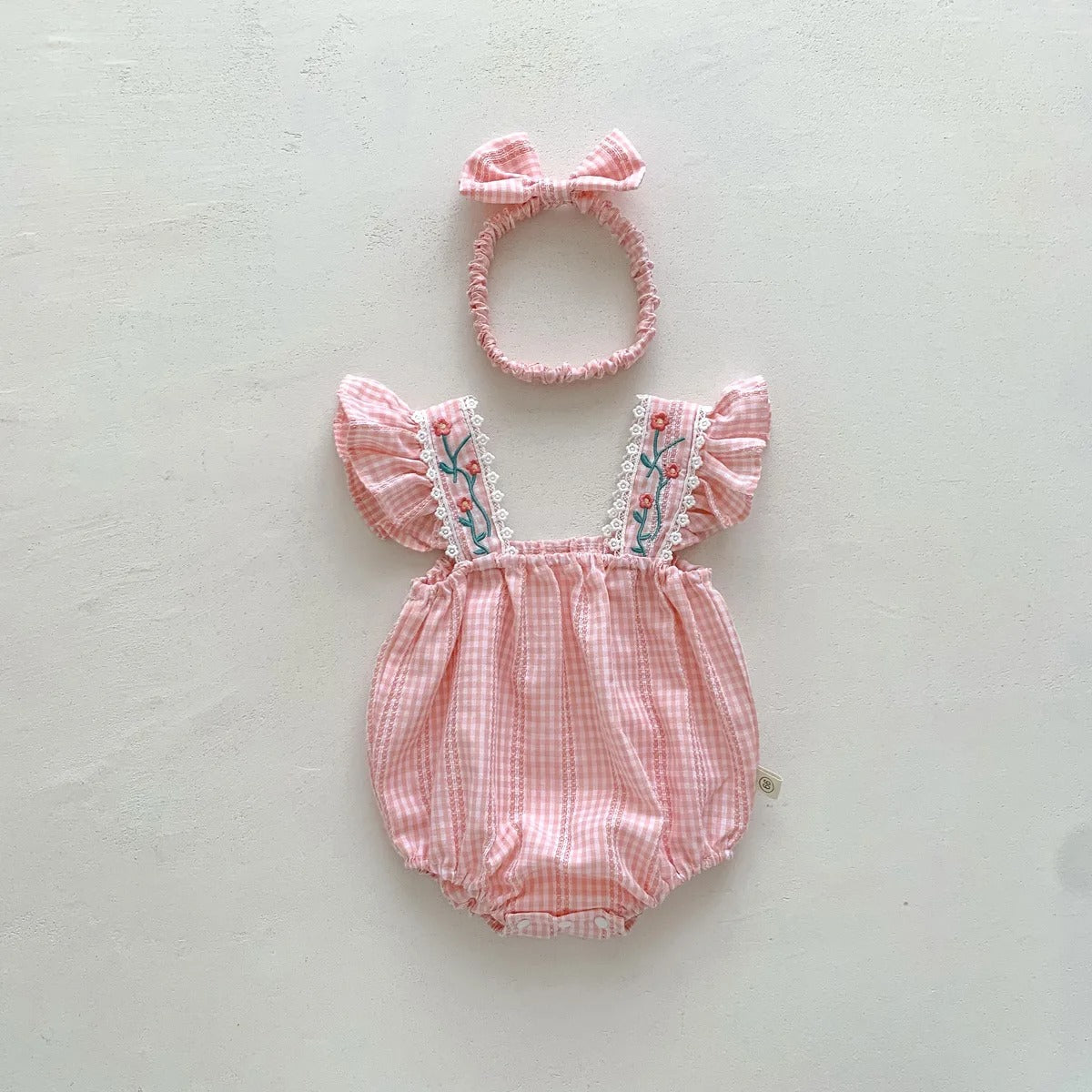 Bloom Bright baby girl romper with ruffle and headband – perfect for warm days – Ju Ju Jam
