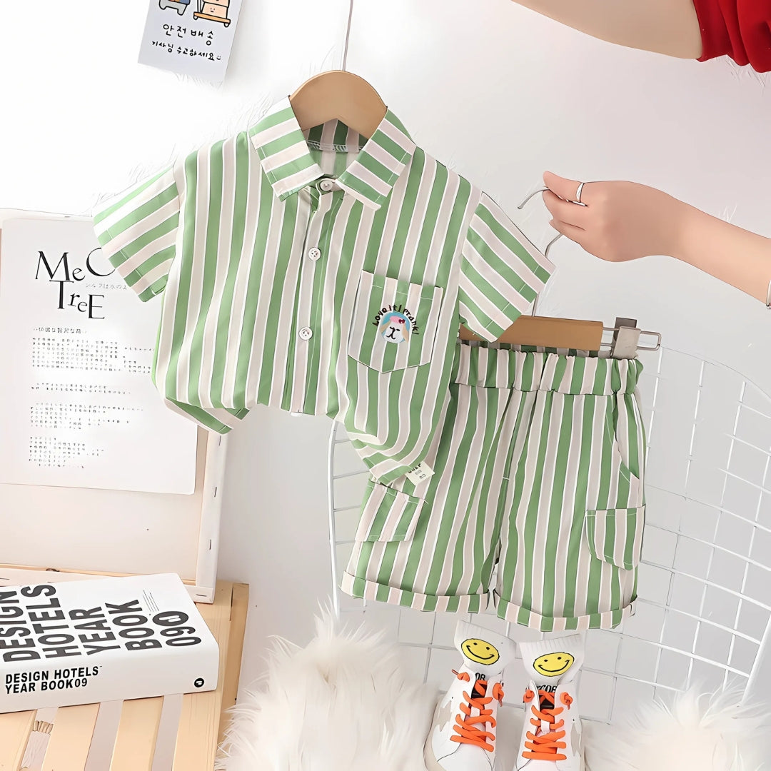 Boys vertical striped co-ord set by Ju Ju Jam – stylish matching outfit for toddlers