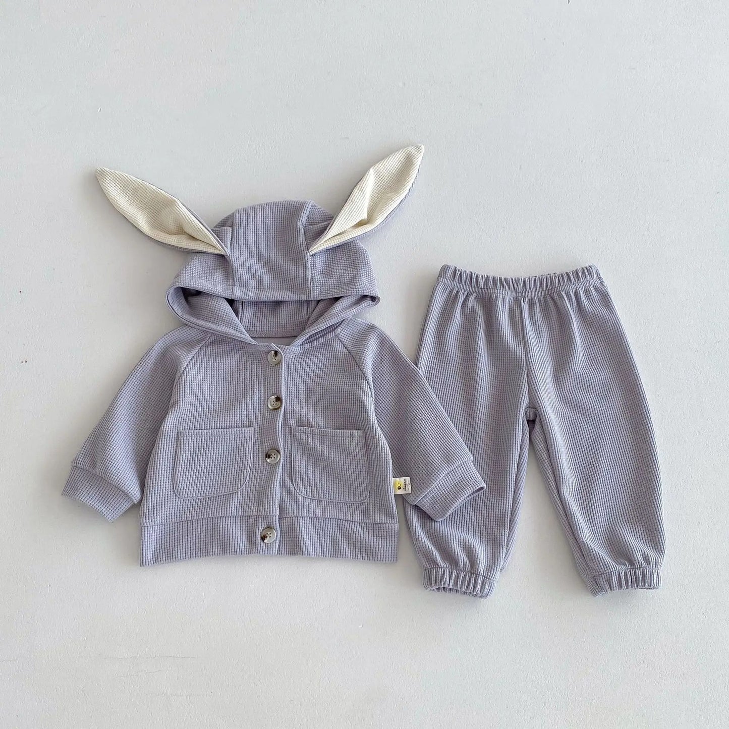 Bunny-themed hooded co-ord set for babies – two-piece outfit by Ju Ju Jam for boys and girls.