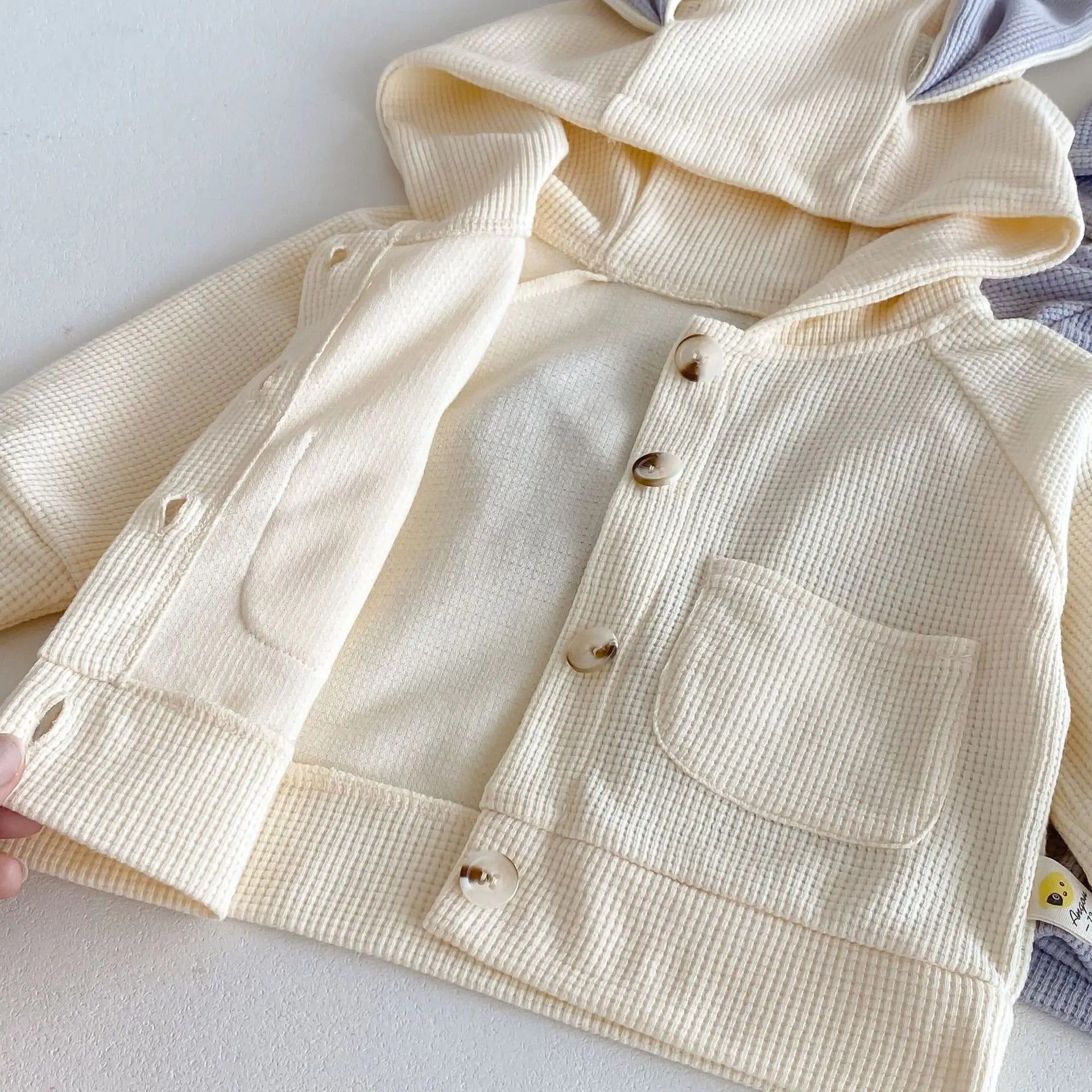 Unisex baby co-ord with bunny ears hood – Bunny Hood set by Ju Ju Jam for boys and girls.