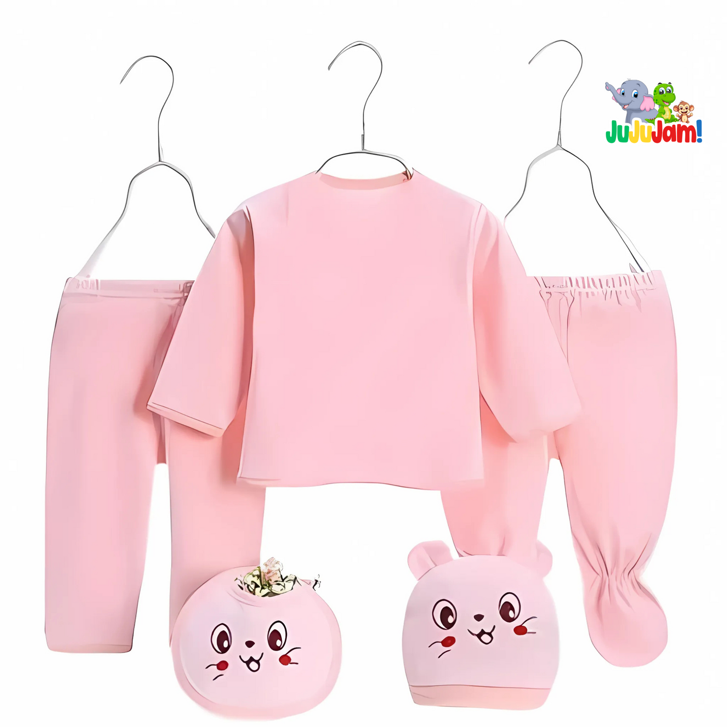 Beautifully packaged Baby Girls Cute Welcome Hamper by Ju Ju Jam β perfect 5-piece newborn gift for girls