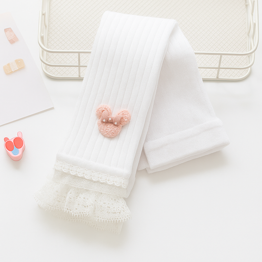 Fancy Bottom Frill Girls Heart Tights