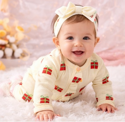 Little Present Baby Girls Romper with Headband