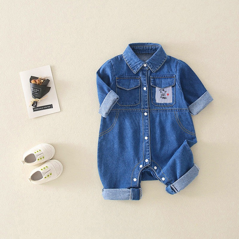 Classic Safari Baby Denim Jumpsuit for boys and girls – Ju Ju Jam unisex outfit