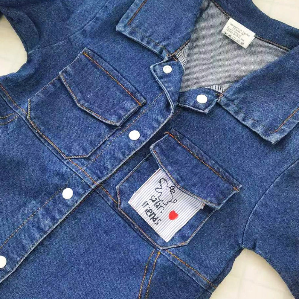 Baby boy in Classic Safari Denim Jumpsuit β Ju Ju Jam casual babywear