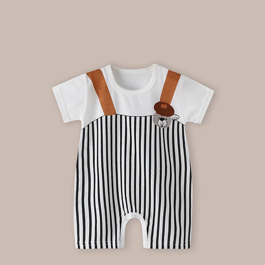 Baby wearing Classic Stripes Romper by Ju Ju Jam