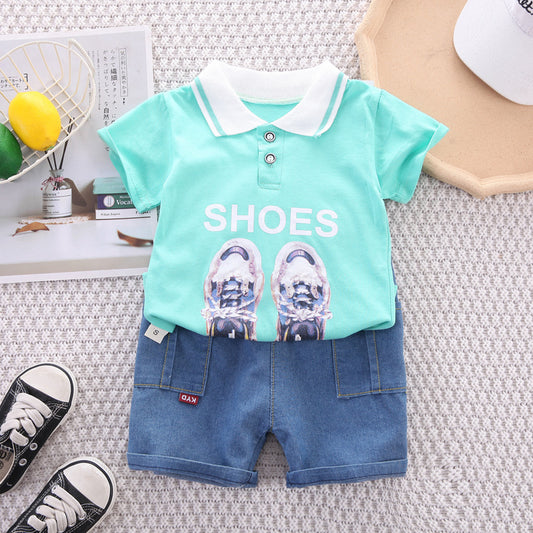 Classy blue boys collared T-shirt and bottom set β Ju Ju Jam kidswear