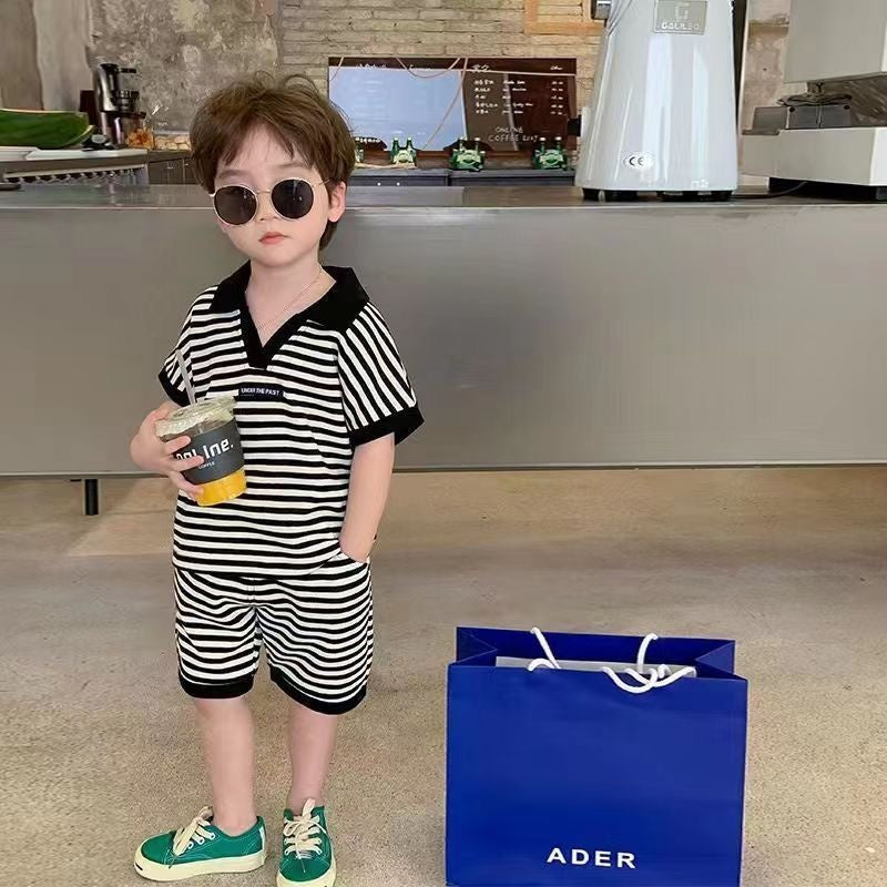 Ju Ju Jam Striped T-shirt and Shorts Set - Collared design for a stylish and versatile look for boys and girls.