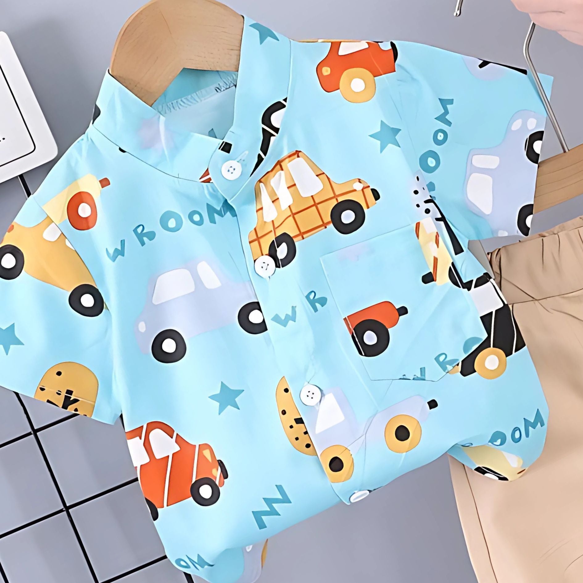Ju Ju Jam boys outfit with vibrant car designs