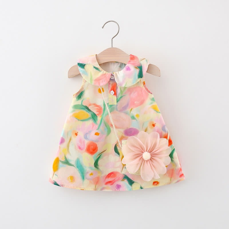 Vibrant floral dress for girls with coordinating sling bag β Ju Ju Jam fashion