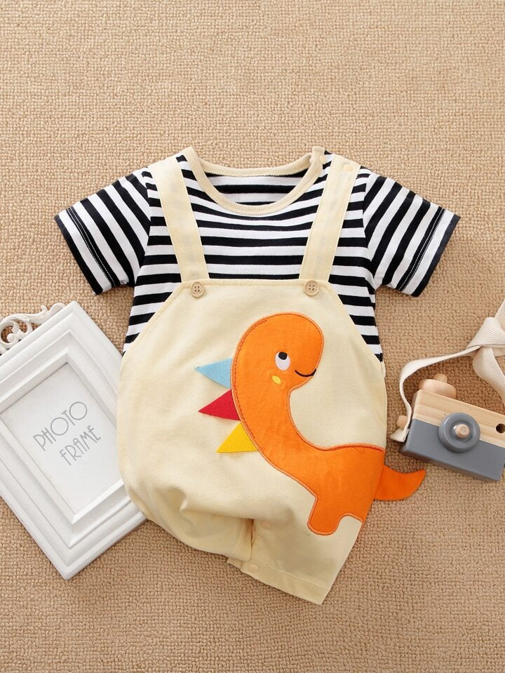 Fun dinosaur romper for babies in contrasting colors β Ju Ju Jam