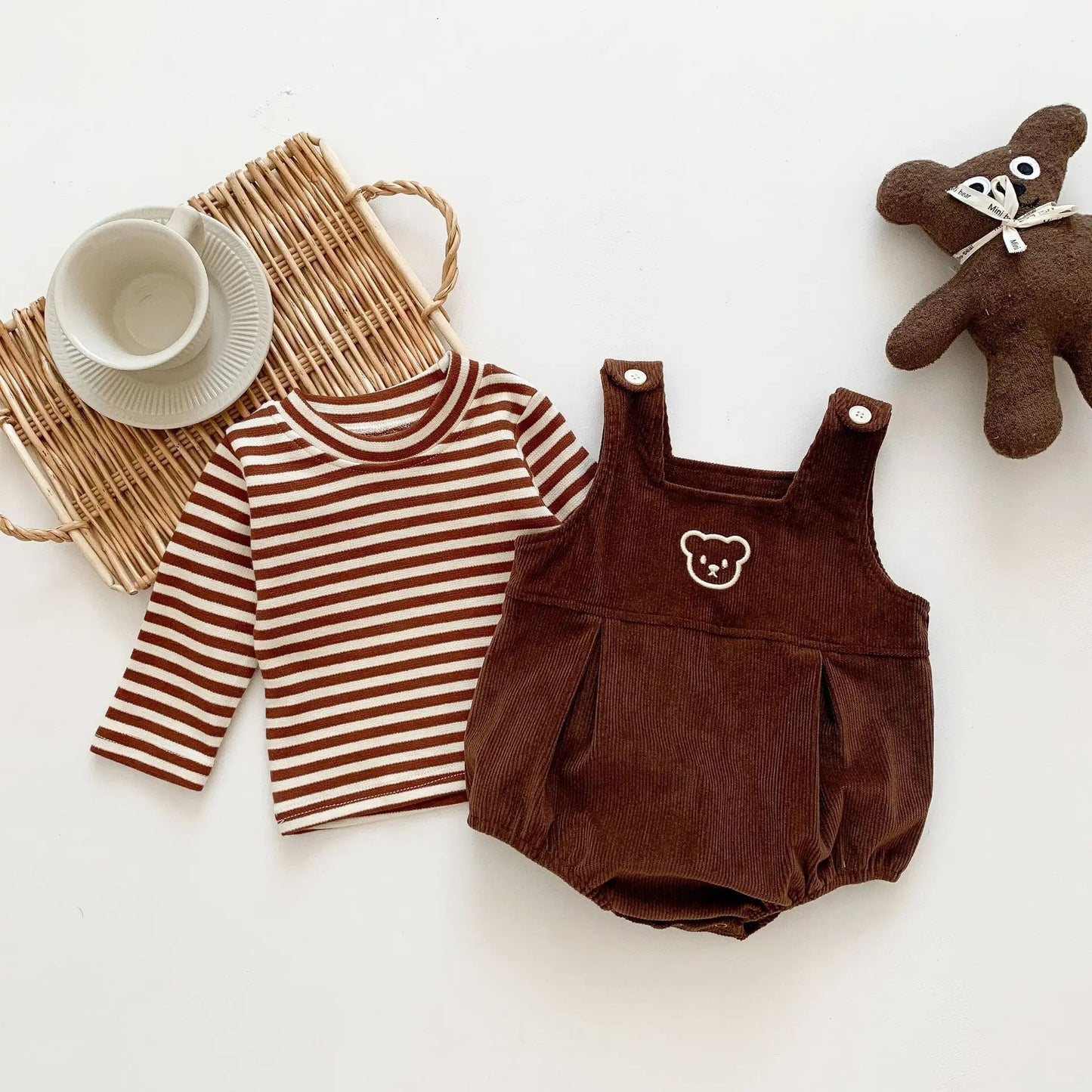 Boys and Girls Corduroy Dungaree Romper Set by Ju Ju Jam - Versatile romper set made from soft corduroy
