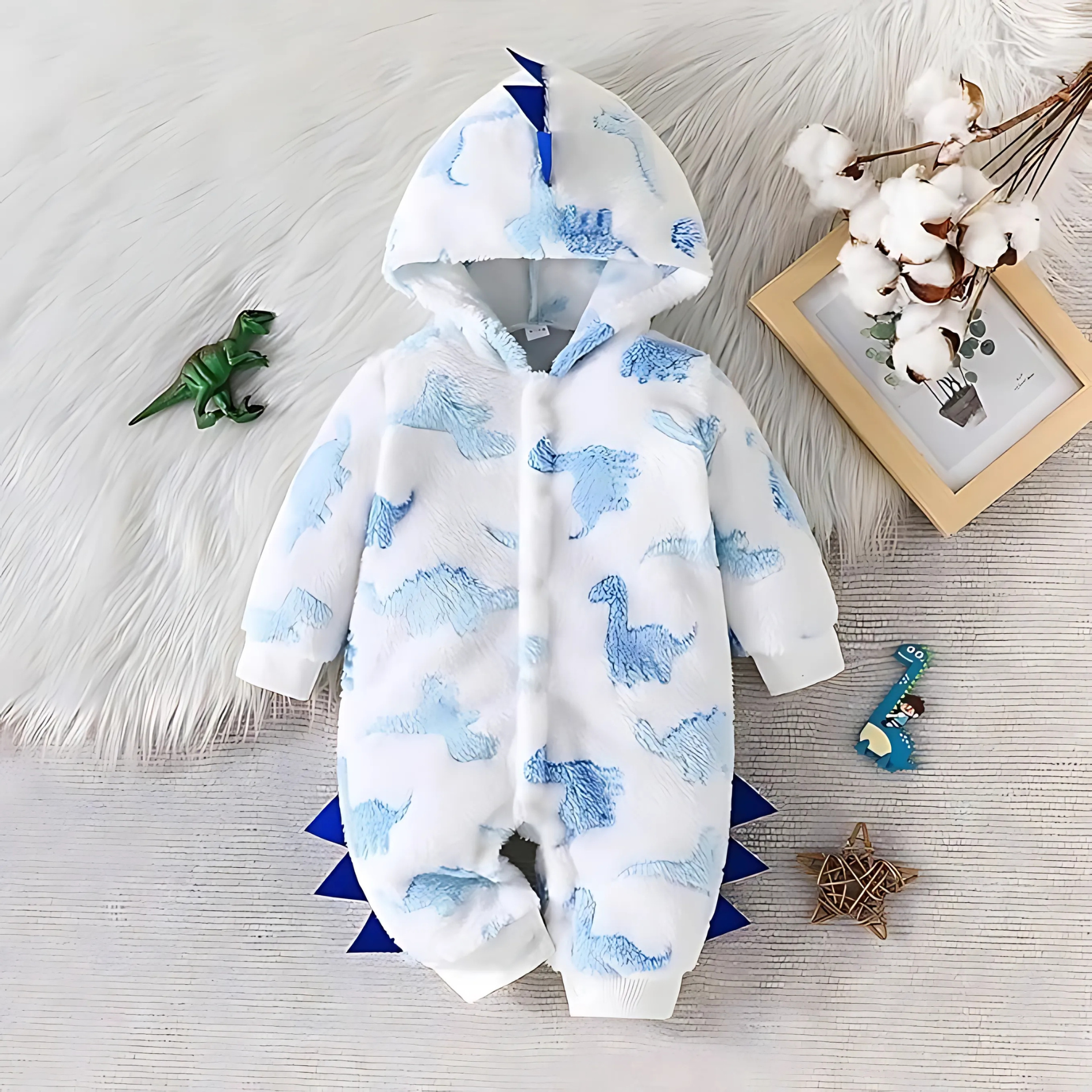 Cozy fleece dino romper jumpsuit for baby boys and girls – Ju Ju Jam
