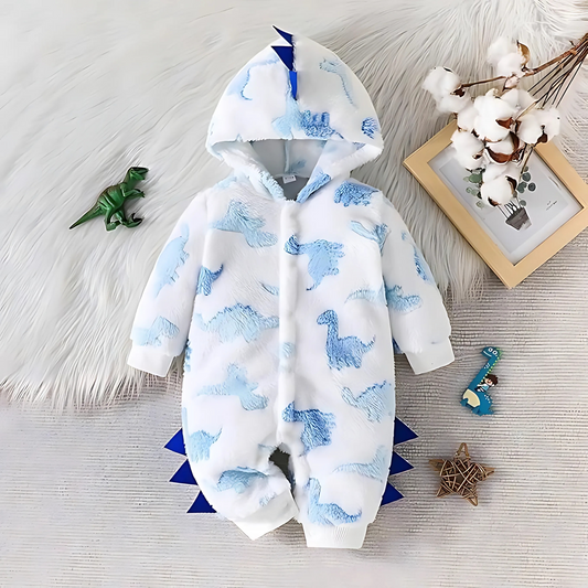 Cozy fleece dino romper jumpsuit for baby boys and girls β Ju Ju Jam
