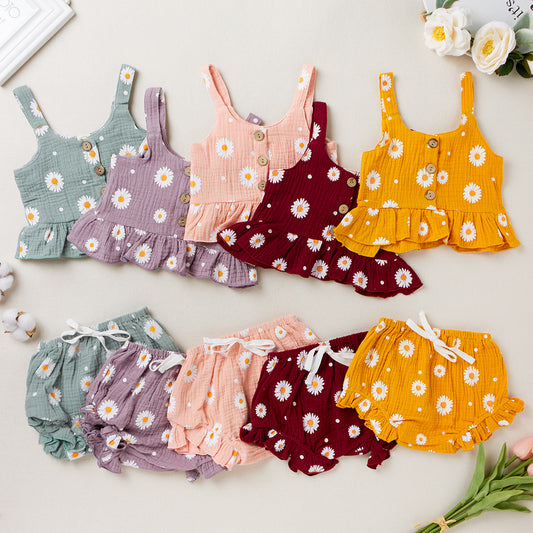 Flower Top and Shorts Girls Set by Ju Ju Jam - Cute and comfortable outfit with a floral pattern.