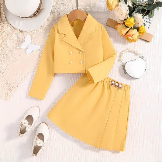 Cute yellow two-piece girls party outfit set β Ju Ju Jam kidswear