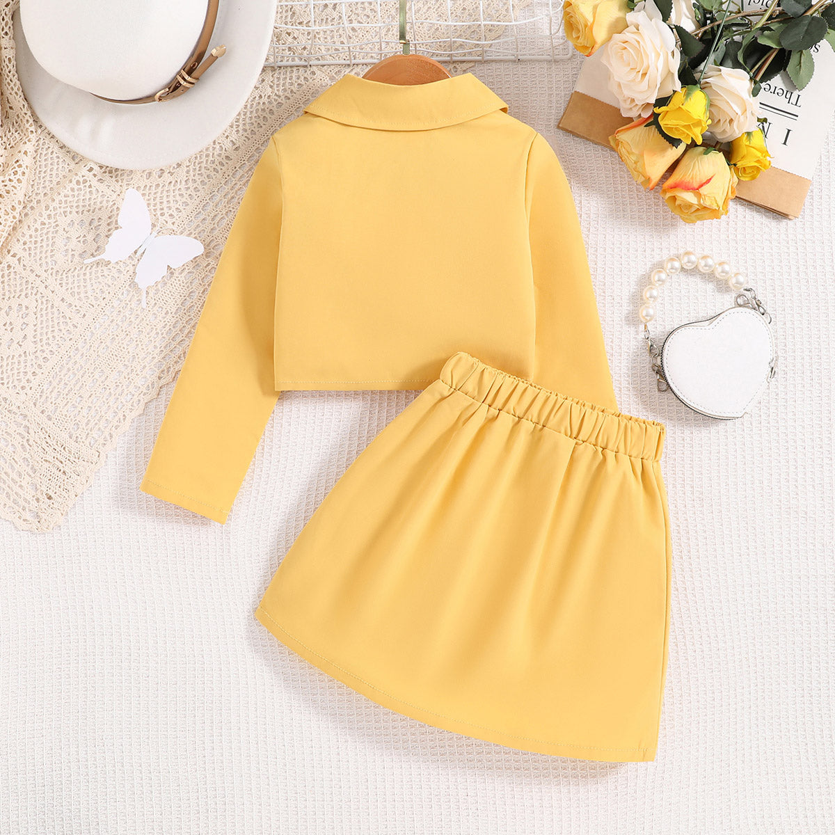 Bright yellow top and skirt set for baby girls – Ju Ju Jam fashion